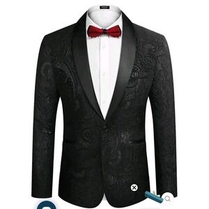 MEN'S COOFANDY Luxury Embroidered BLAZER XL Men‎ Black